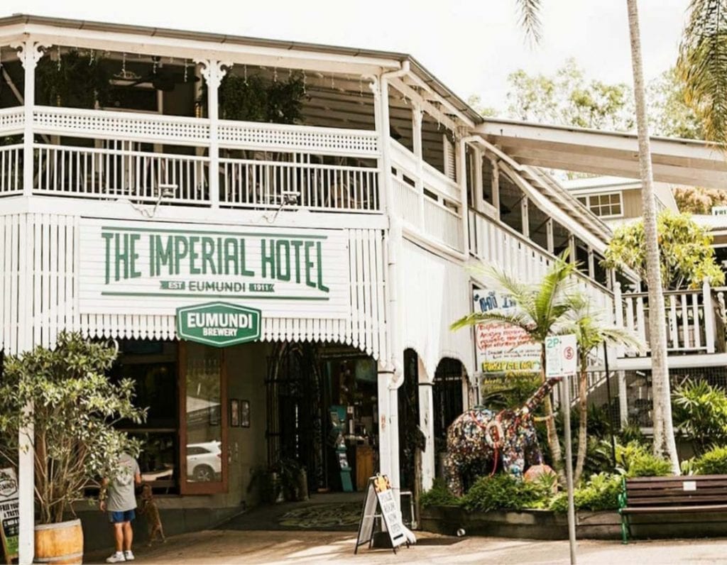 Outside the main entrance of the imperial hotel